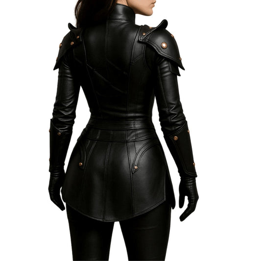 Black Leather Armor Corset Dress