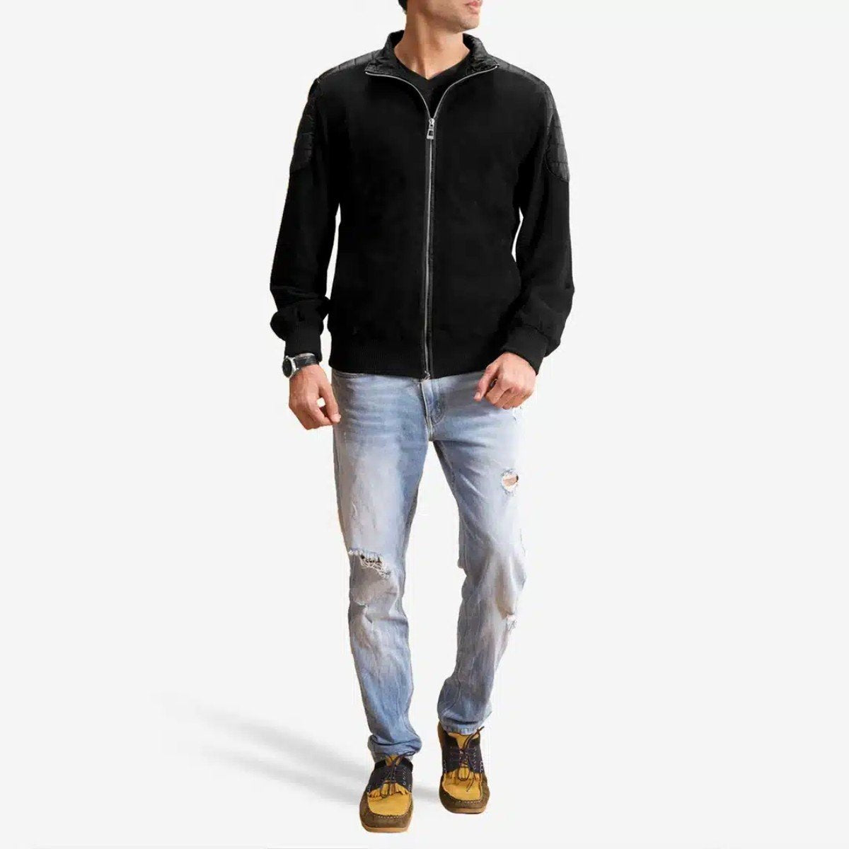 Ethan Hybrid Suede Bomber Jacket