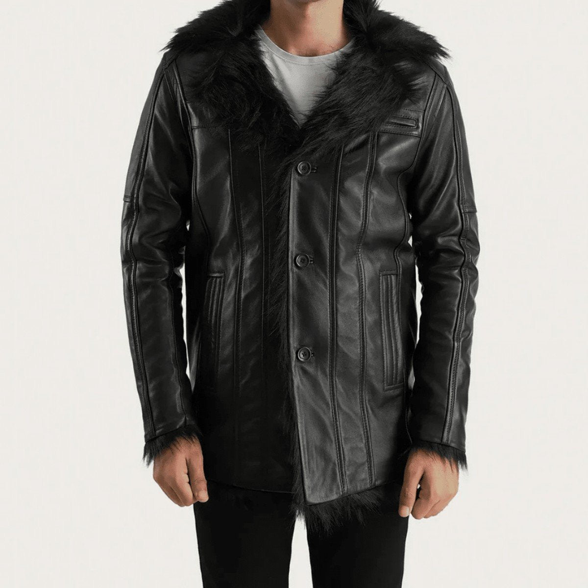 Furcliff Fur-Lined Leather Coat