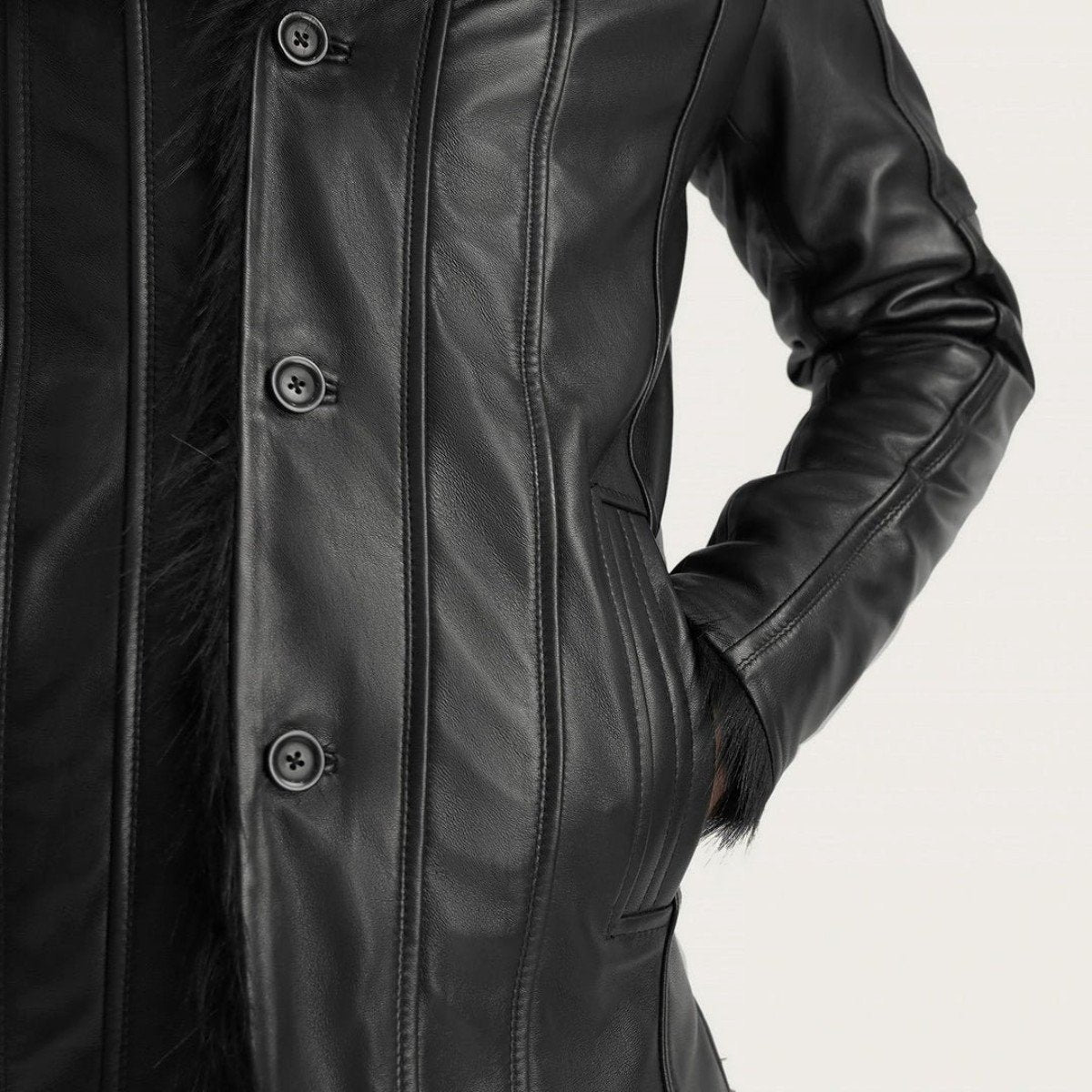 Furcliff Fur-Lined Leather Coat
