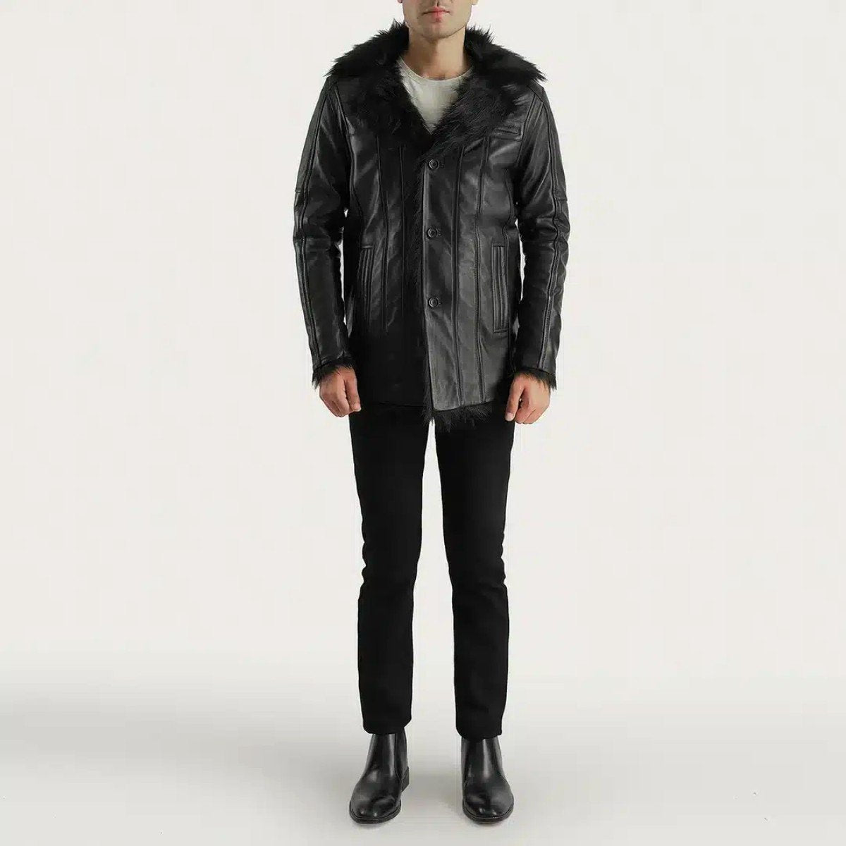 Furcliff Fur-Lined Leather Coat