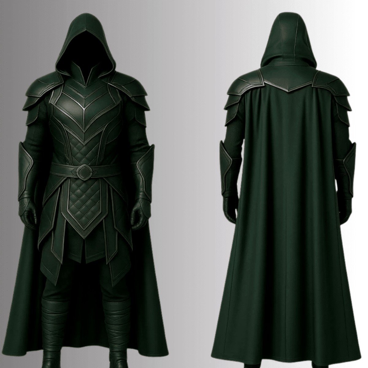 Dark Green Leather Warrior Costume (Medieval LARP Armor)