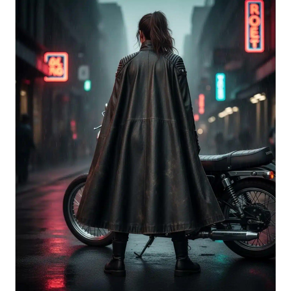 Gothic Leather Cape Jacket (Steampunk Cloak Coat)
