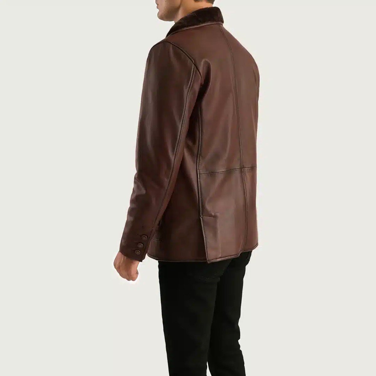 Rocky Brown Fur-Lined Leather Coat
