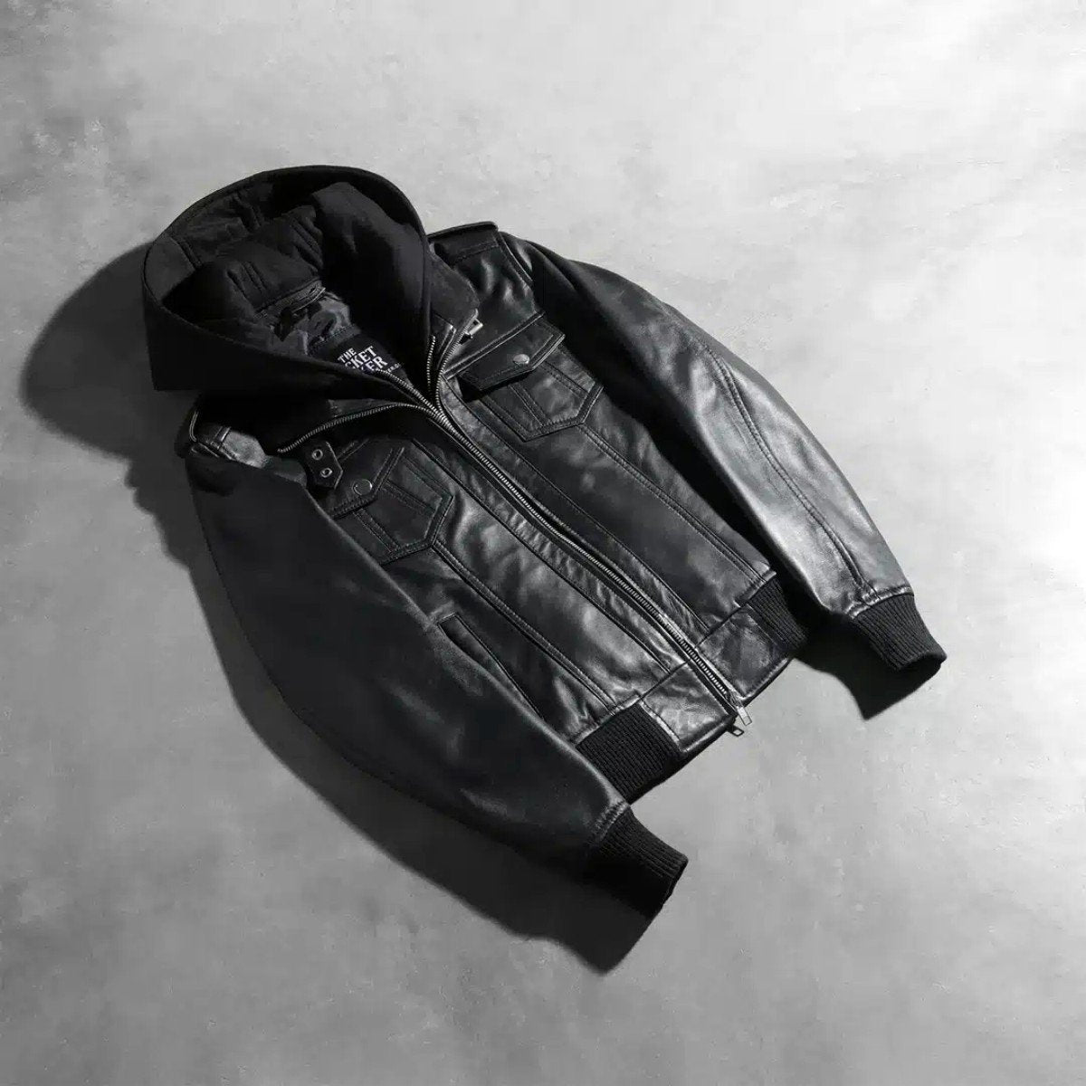 Roslyn Hooded Leather Bomber Jacket