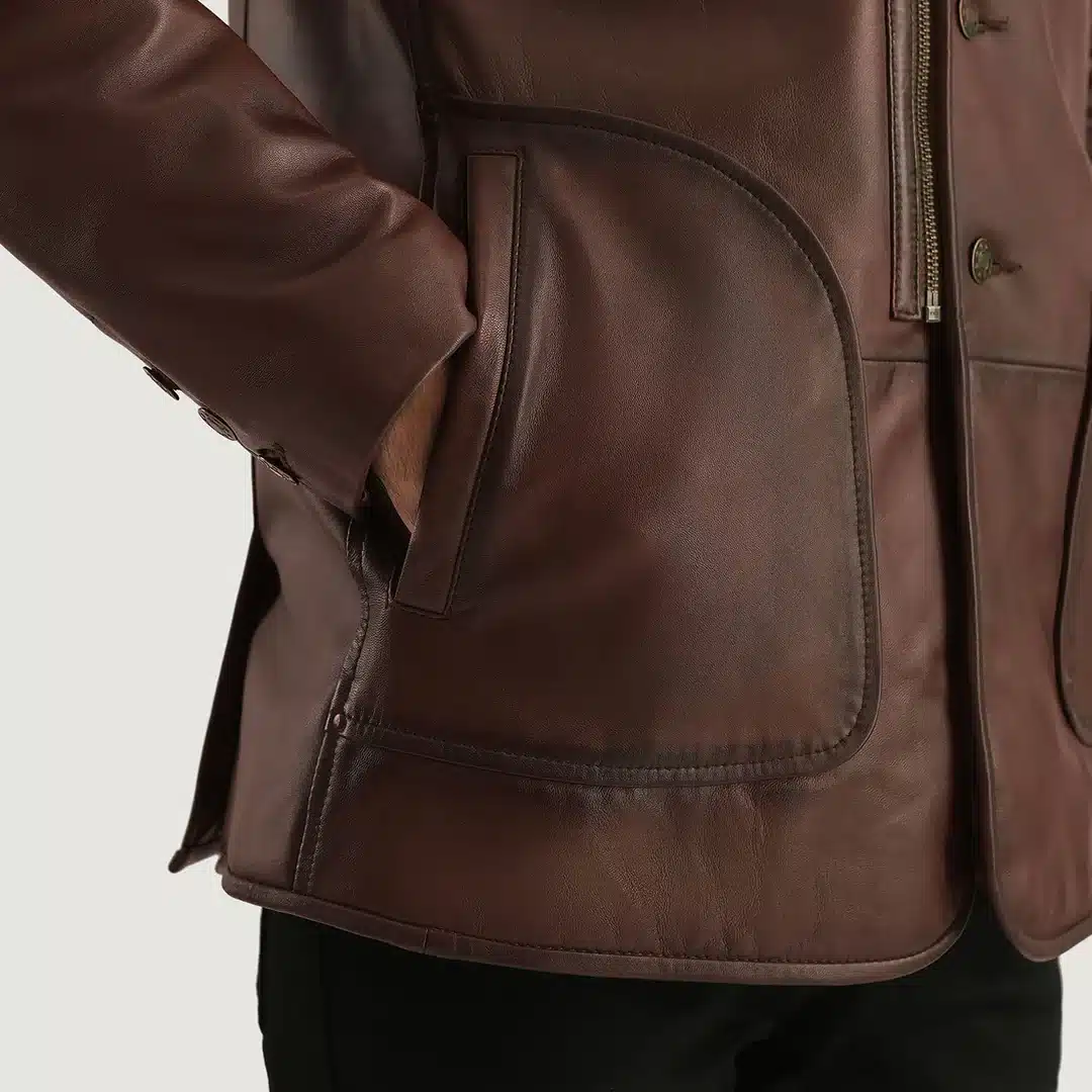 Rocky Brown Fur-Lined Leather Coat - Image 5