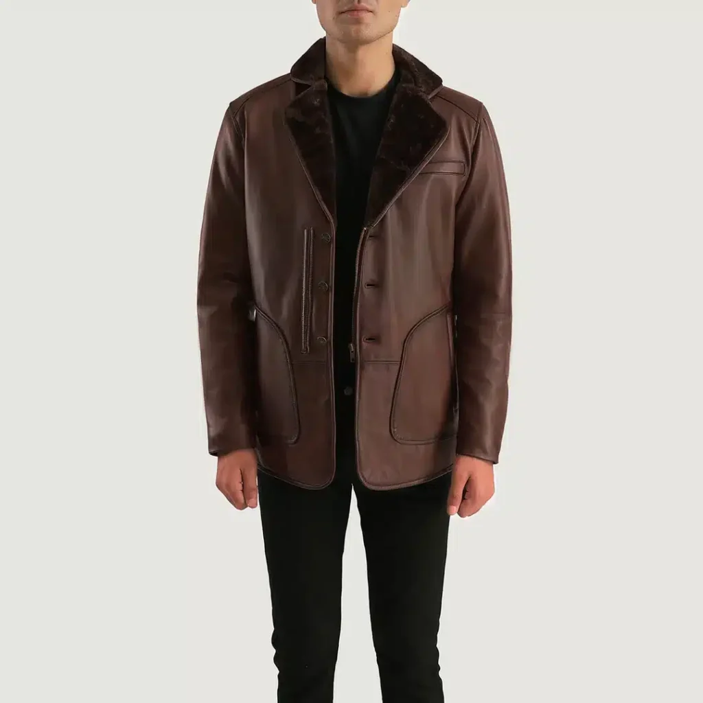 Rocky Brown Fur-Lined Leather Coat