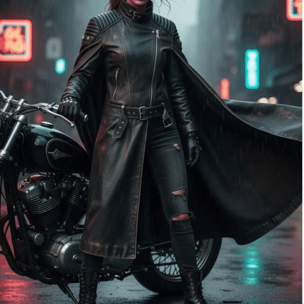 Gothic Leather Cape Jacket (Steampunk Cloak Coat)